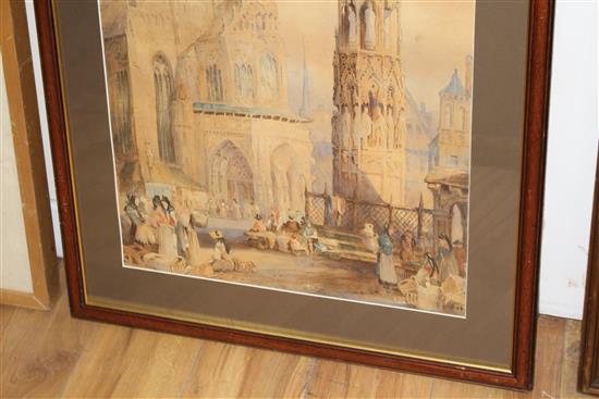 Manner of Samuel Prout, watercolour, View of Nuremberg, 68 x 47cm